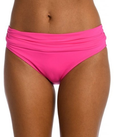 Shirred Banded Hipster Bikini Bottoms Pink $28.40 Swimsuits