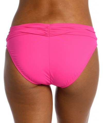 Shirred Banded Hipster Bikini Bottoms Pink $28.40 Swimsuits