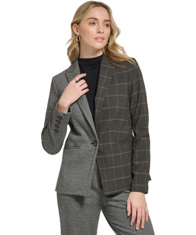 Women's X-Fit Mixed Plaid Blazer Black Multi $40.05 Jackets