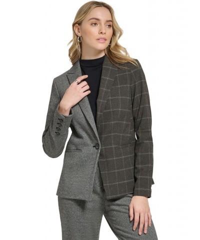 Women's X-Fit Mixed Plaid Blazer Black Multi $40.05 Jackets