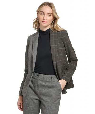 Women's X-Fit Mixed Plaid Blazer Black Multi $40.05 Jackets