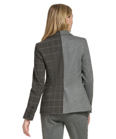 Women's X-Fit Mixed Plaid Blazer Black Multi $40.05 Jackets