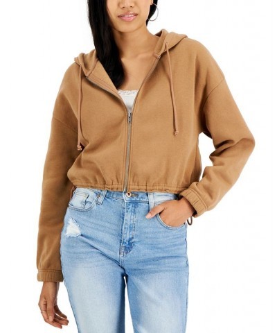 Juniors' Zip-Front Hoodie Brown $16.24 Sweatshirts