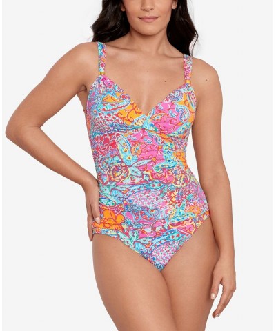 Surplice Printed One-Piece Swimsuit Amara Patchwork $74.25 Swimsuits