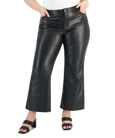 Plus Size High-Rise Faux-Leather Flare Pants Deep Black $19.89 Pants