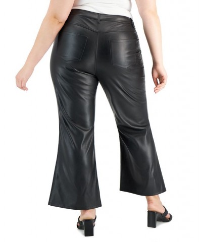 Plus Size High-Rise Faux-Leather Flare Pants Deep Black $19.89 Pants