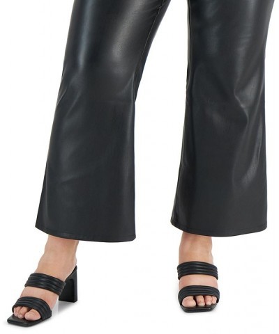 Plus Size High-Rise Faux-Leather Flare Pants Deep Black $19.89 Pants