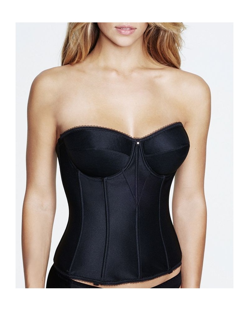 Juliette Satin Corset Strapless Longline 8950 Black $39.99 Bras