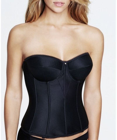 Juliette Satin Corset Strapless Longline 8950 Black $39.99 Bras