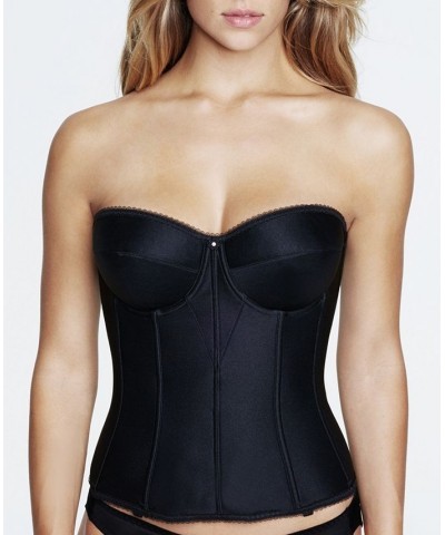 Juliette Satin Corset Strapless Longline 8950 Black $39.99 Bras