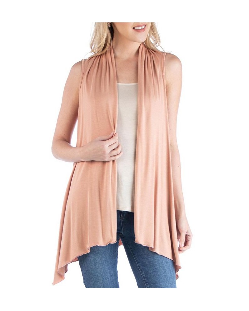 Draped Open Front Sleeveless Cardigan Vest Nude $15.05 Sweaters