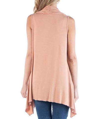 Draped Open Front Sleeveless Cardigan Vest Nude $15.05 Sweaters