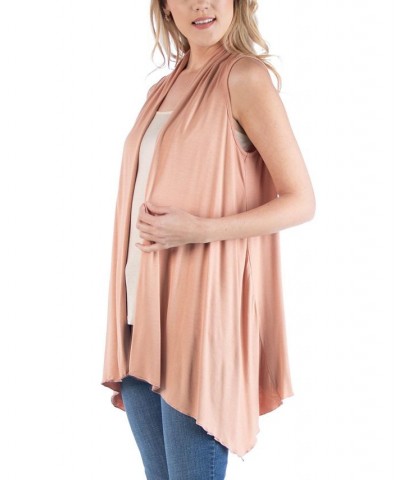 Draped Open Front Sleeveless Cardigan Vest Nude $15.05 Sweaters