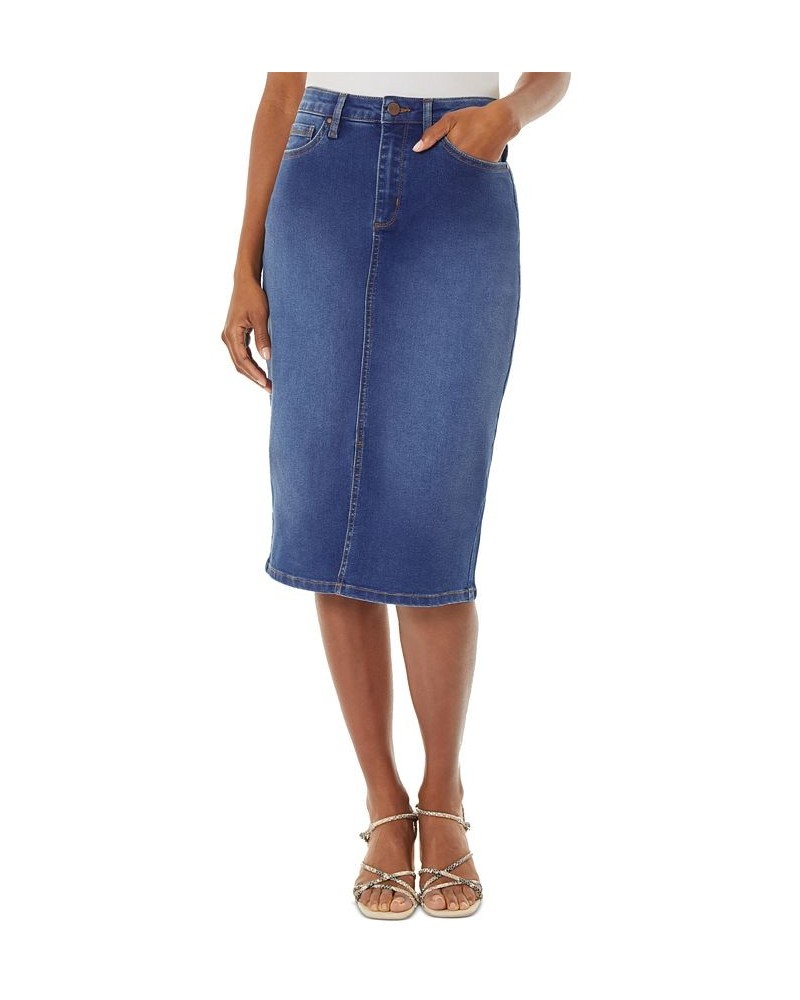 Women's Lexington Front-Slit Denim Midi Skirt Skywash $27.57 Skirts