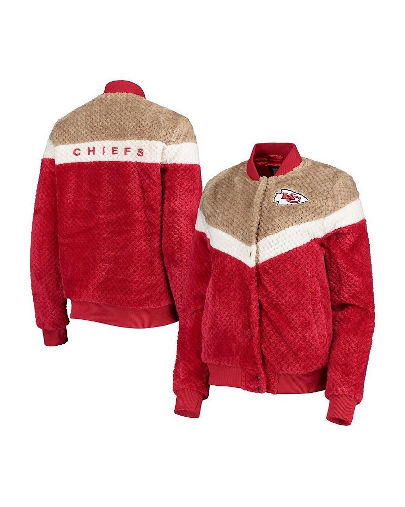 Women's Red Cream Kansas City Chiefs Riot Squad Sherpa Full-Snap Jacket Red, Cream $56.00 Jackets