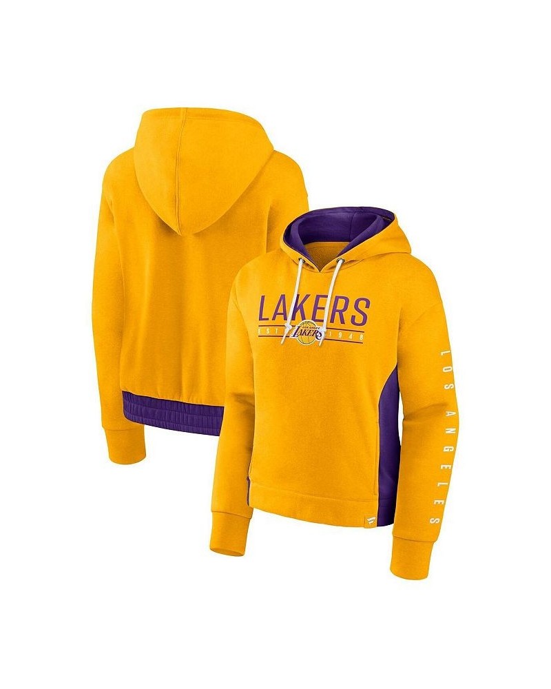 Women's Branded Gold Los Angeles Lakers Iconic Halftime Colorblock Pullover Hoodie Gold $34.50 Sweatshirts