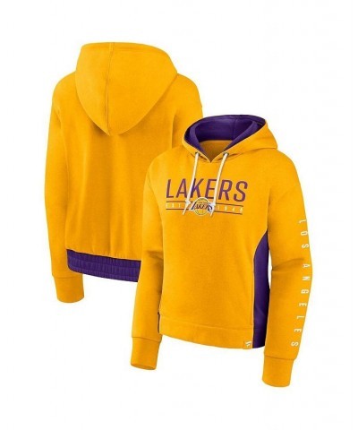 Women's Branded Gold Los Angeles Lakers Iconic Halftime Colorblock Pullover Hoodie Gold $34.50 Sweatshirts