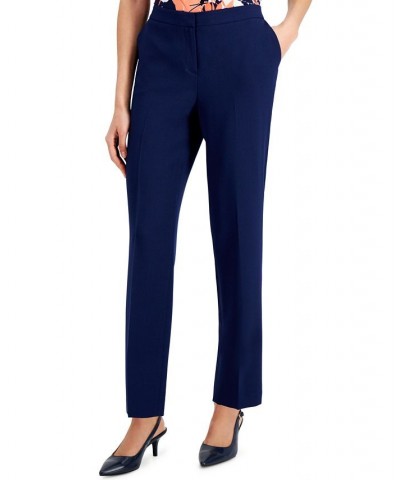 Slim Straight-Leg Elastic-Back Pants Blue $39.16 Pants