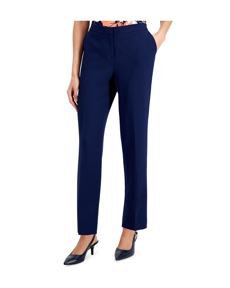 Slim Straight-Leg Elastic-Back Pants Blue $39.16 Pants