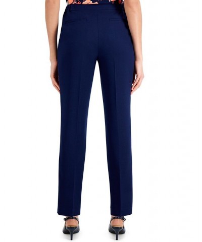 Slim Straight-Leg Elastic-Back Pants Blue $39.16 Pants