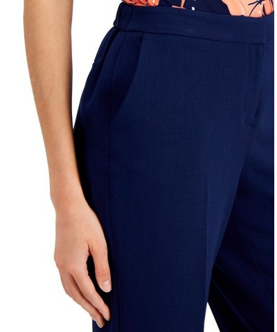 Slim Straight-Leg Elastic-Back Pants Blue $39.16 Pants