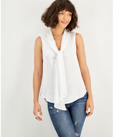 Women's Tie-Neck Sleeveless Blouse White $23.15 Tops