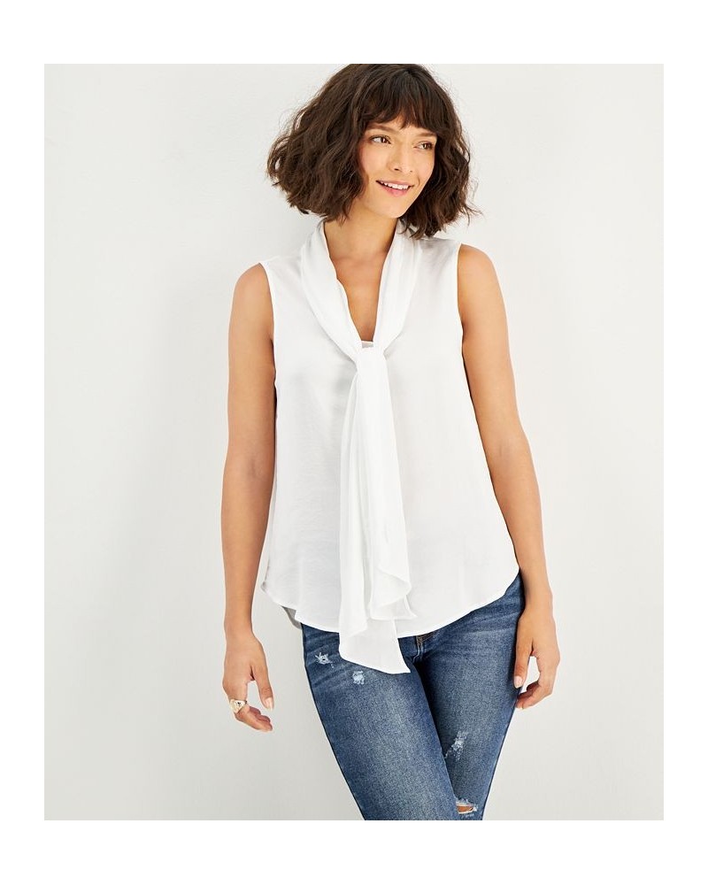 Women's Tie-Neck Sleeveless Blouse White $23.15 Tops