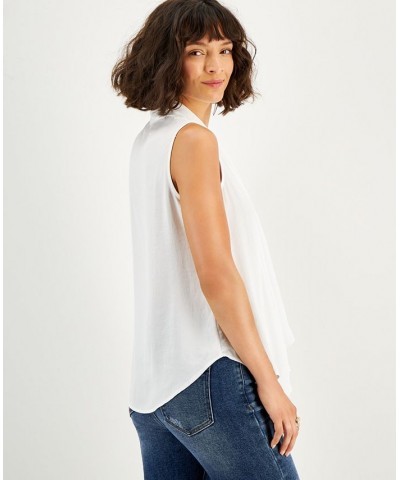 Women's Tie-Neck Sleeveless Blouse White $23.15 Tops