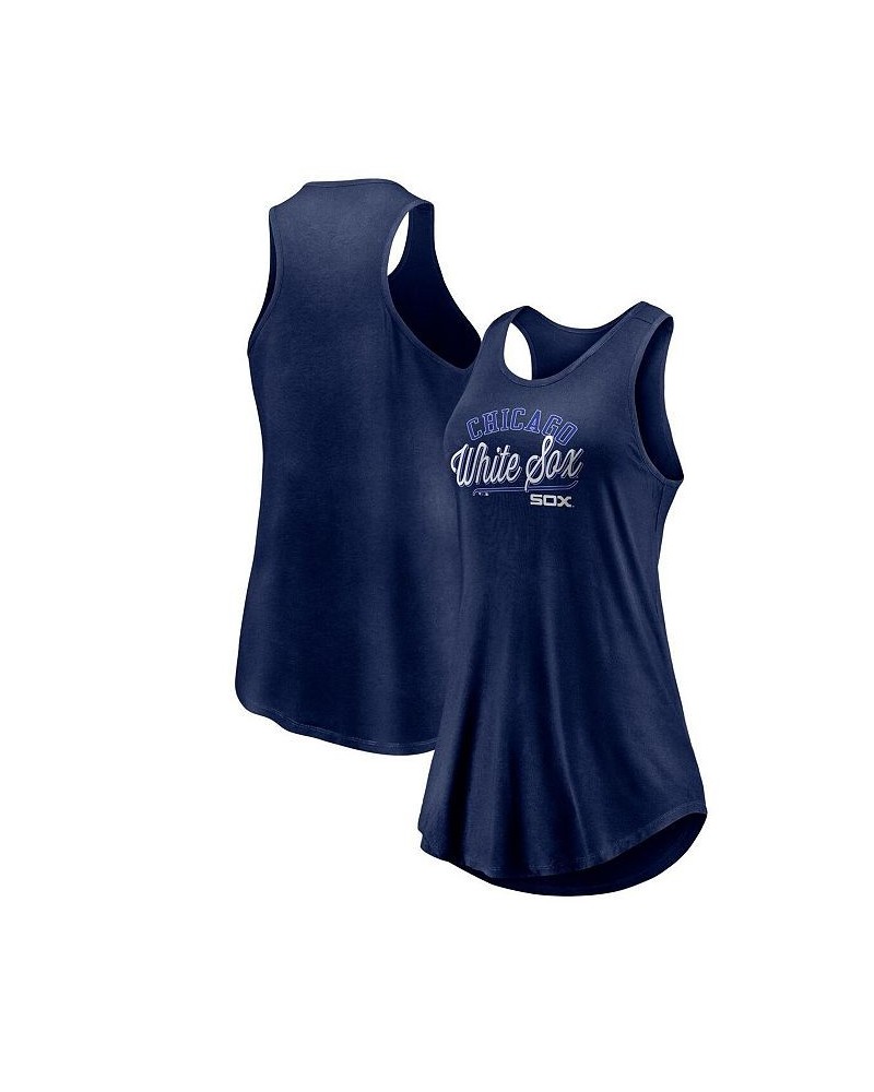 Women's Branded Navy Chicago White Sox Simplicity Swing Racerback Scoop Neck Tank Top Navy $18.00 Tops