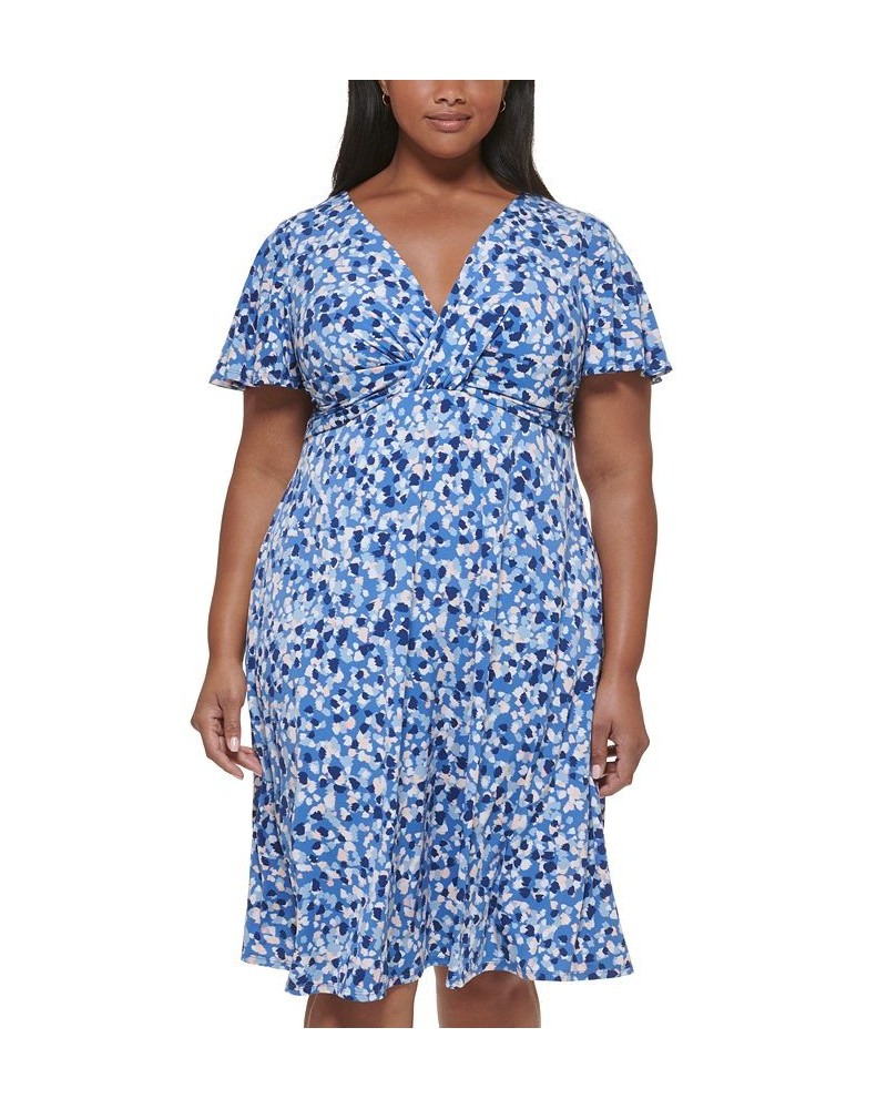 Plus Size Ruched Empire-Waist Dress Denim Multi $64.50 Dresses