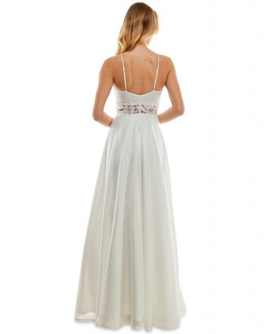 Juniors' Lace-Inset Formal Gown White/Iridescent $52.39 Dresses