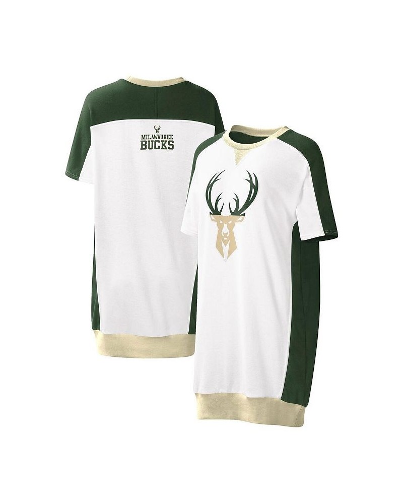 Women's White Milwaukee Bucks Free Throw T-shirt Dress White $35.69 Dresses