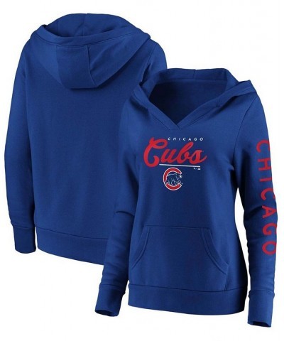 Women's Royal Chicago Cubs Core High Class Crossover Pullover Hoodie Royal $43.19 Sweatshirts