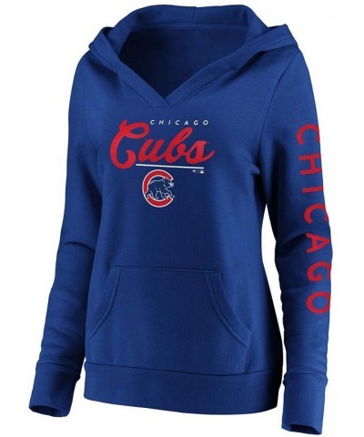 Women's Royal Chicago Cubs Core High Class Crossover Pullover Hoodie Royal $43.19 Sweatshirts