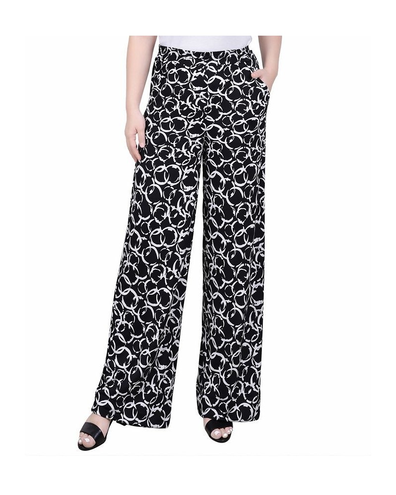 Petite Wide Leg Pull On Pants Black Duosolei $17.60 Pants