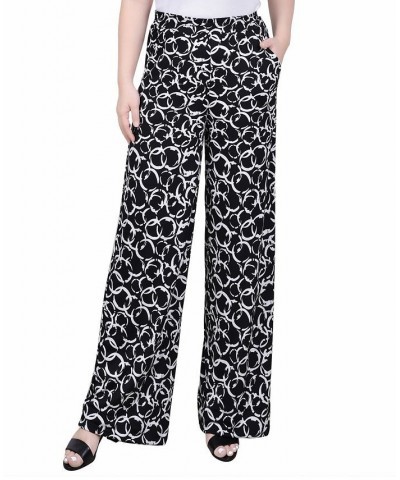 Petite Wide Leg Pull On Pants Black Duosolei $17.60 Pants