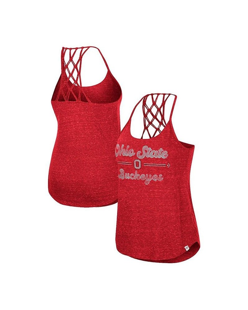 Women's Scarlet Ohio State Buckeyes Glenda Macrame Racerback Scoop Neck Tank Top Scarlet $16.40 Tops