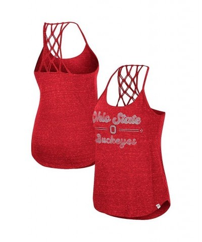 Women's Scarlet Ohio State Buckeyes Glenda Macrame Racerback Scoop Neck Tank Top Scarlet $16.40 Tops