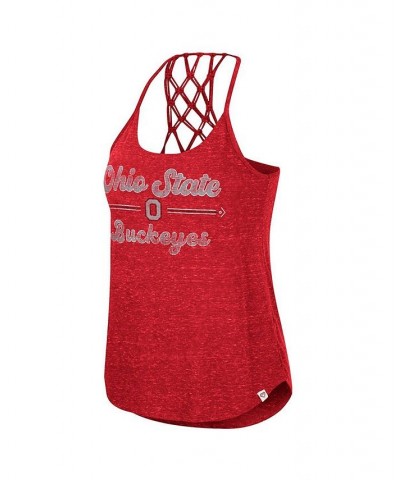 Women's Scarlet Ohio State Buckeyes Glenda Macrame Racerback Scoop Neck Tank Top Scarlet $16.40 Tops