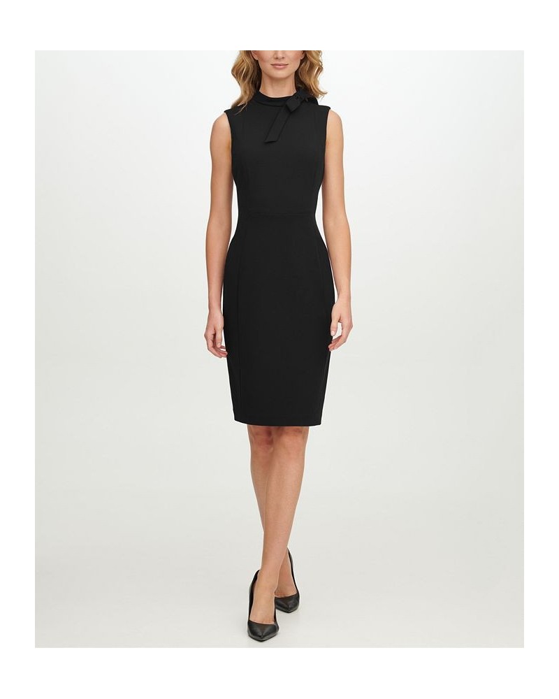 Petite Bow-Neck Sheath Dress Black $50.99 Dresses