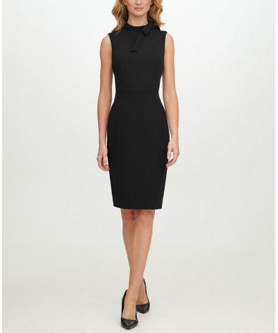 Petite Bow-Neck Sheath Dress Black $50.99 Dresses