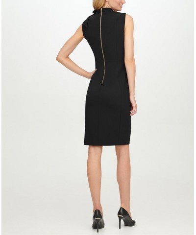 Petite Bow-Neck Sheath Dress Black $50.99 Dresses