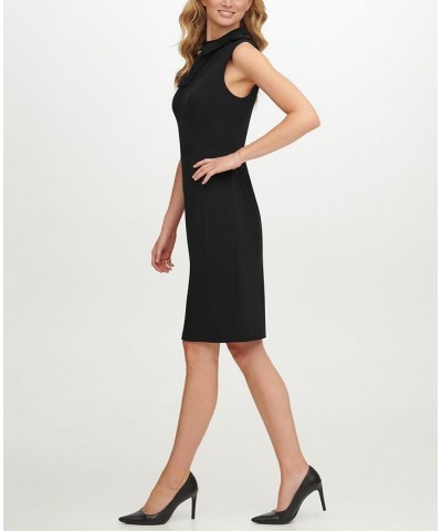 Petite Bow-Neck Sheath Dress Black $50.99 Dresses