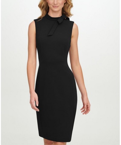 Petite Bow-Neck Sheath Dress Black $50.99 Dresses