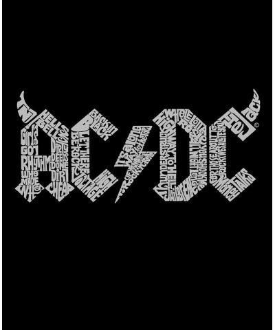 Women's Long Sleeve Word Art ACDC T-shirt Black $15.91 Tops