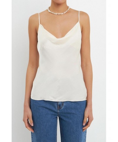 Women's Satin Cowl Neck Top Tan/Beige $38.50 Tops