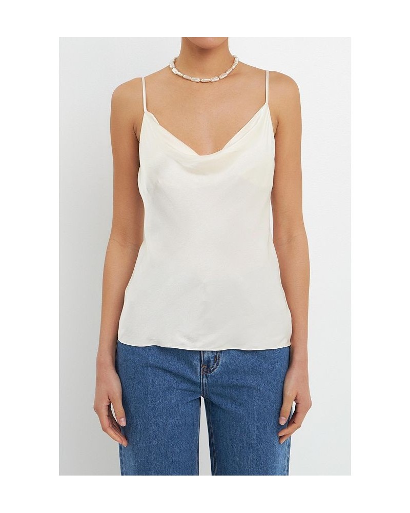 Women's Satin Cowl Neck Top Tan/Beige $38.50 Tops