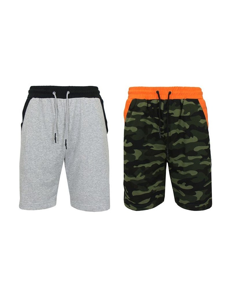 Women's French Terry Loose Fit Fashion Trim Design Bermuda Shorts Pack of 2 Heather Gray - Black, Camo - Orange $34.80 Shorts