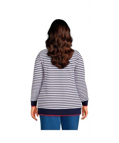 Women's Plus Size Serious Sweats Crewneck Long Sleeve Sweatshirt Tunic White/navy stripe $42.48 Tops