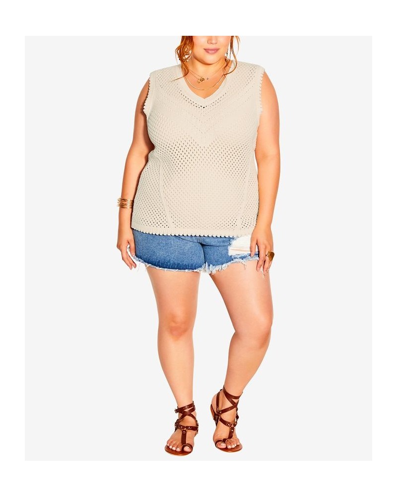 Trendy Plus Size Weave Spirit V-neck Top Tan/Beige $41.25 Tops